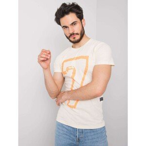Men's Light Beige Cotton T-shirt with Print