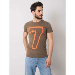 Khaki cotton men's T-shirt with print