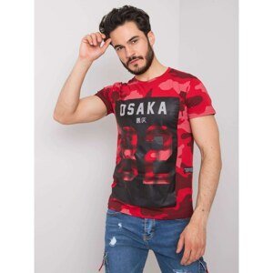 Men's Red Camo Cotton T-shirt with Print