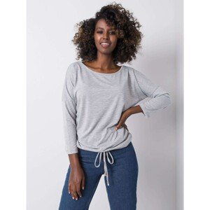 Grey blouse with drawstrings