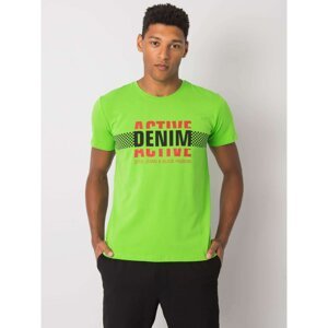 Men's green cotton t-shirt with a print