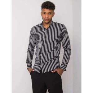 Gray and black striped men's shirt