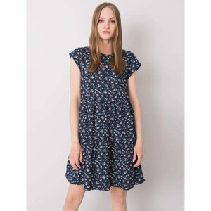 STITCH & SOUL Dark blue dress with pattern and frill