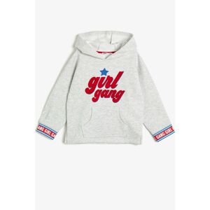 Koton Girl's Hooded Kangaroo Pocket Printed Sweatshirt