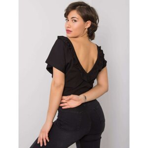 Black blouse with a neckline on the back