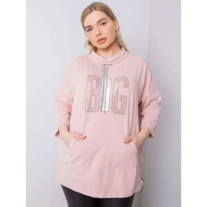 Soft pink blouse plus size with patches