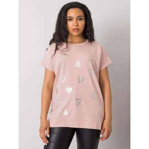 Dusty pink plus size cotton blouse with appliqués