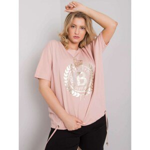 Dusty pink women's plus size blouse with a print