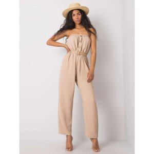 RUE PARIS Beige jumpsuit with belt