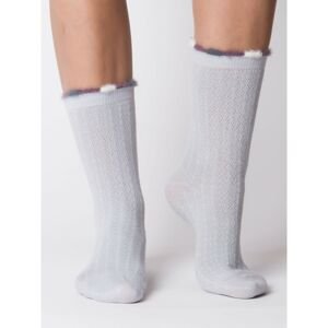 Gray-blue warm socks with decorative weave and down
