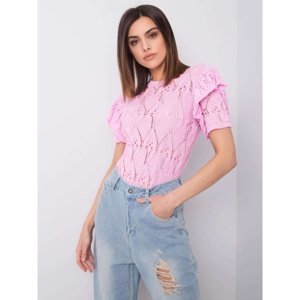 RUE PARIS Pink sweater with frills