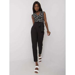 RUE PARIS Black jumpsuit with a collar