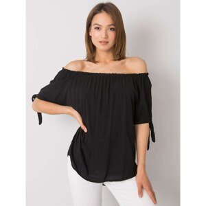 Black blouse with a Spanish neckline