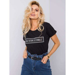 RUE PARIS Black cotton t-shirt with an inscription