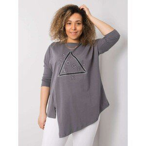 Dark gray asymmetrical plus size blouse