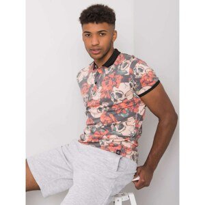 Grey men's polo shirt with Grayson print