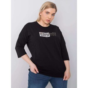 Larger black cotton blouse with appliqué