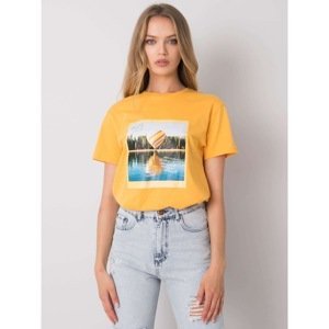 Orange women's t-shirt with a print
