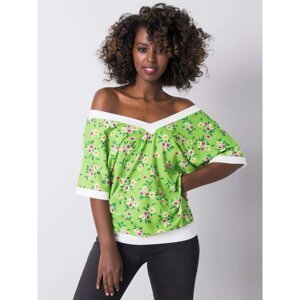Green blouse with a print