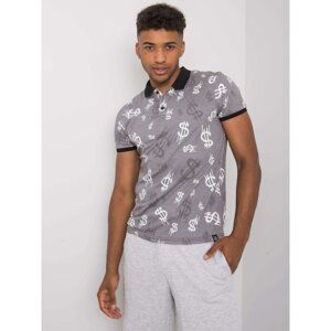 Grey men's polo shirt with print