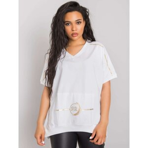 Women's white plus size blouse with pocket