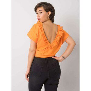 Orange blouse with neckline on the back
