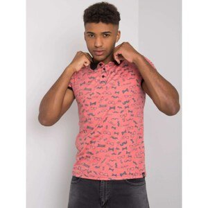 Men's coral polo shirt with a print