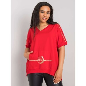 Red women's plus size blouse with pocket