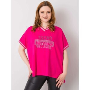 Oversized fuchsia lady's blouse with patch