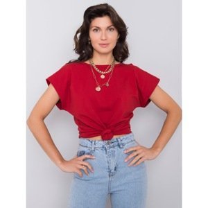 Burgundy blouse with neckline on the back