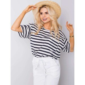 White and navy blue striped t-shirt from Simon RUE PARIS