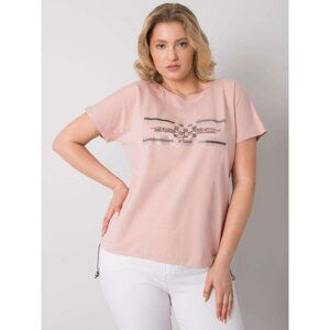 Larger powder pink blouse with decorative stripes