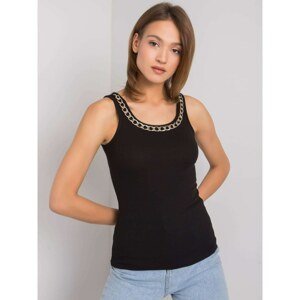 OCH BELLA Black ribbed top with chain