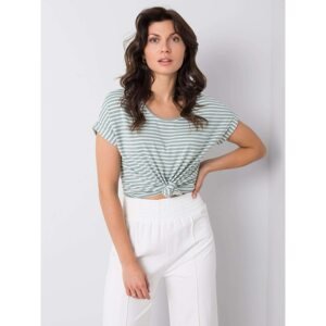 RUE PARIS Mint and white striped t-shirt for women