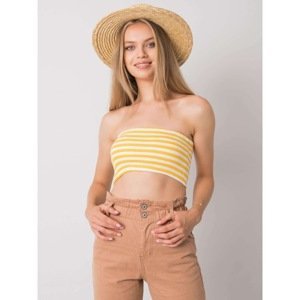 Strapless yellow and white top by Sabra