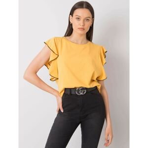 Dark yellow blouse with decorative sleeves