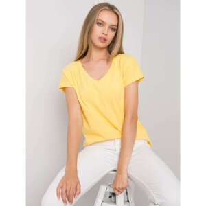 Yellow cotton V-neck T-shirt