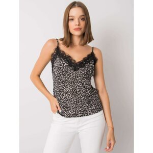 RUE PARIS Black and gray spotted top