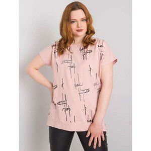 Dusty pink plus size cotton blouse with inscriptions