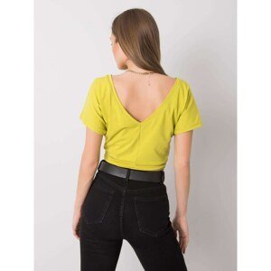 T-shirt with a back neckline in lime green