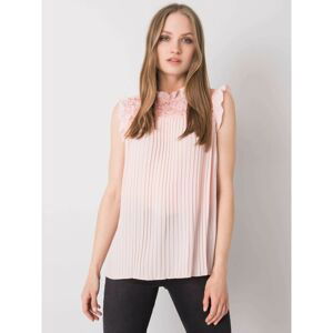 Pink pleated blouse with lace