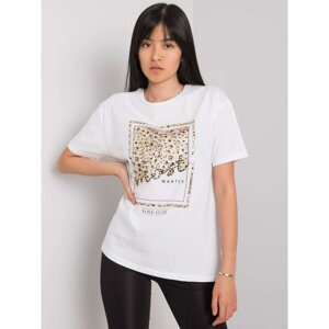 White women's t-shirt with a print