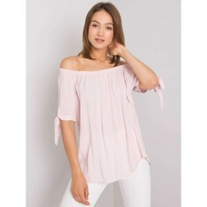Light pink blouse with a Spanish neckline