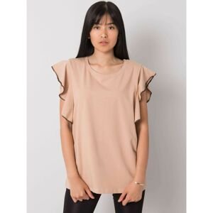 Beige blouse with decorative sleeves