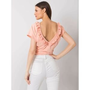 Peach blouse with neckline on the back