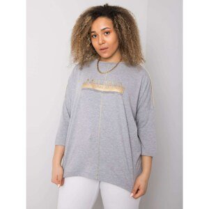 Lady's grey melange blouse with crystals