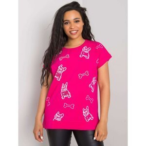 Fuchsia women's blouse with a print and an application