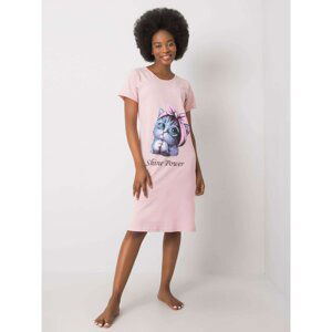 Pink nightgown with a print