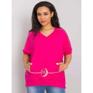Fuchsia women's plus size blouse with pocket