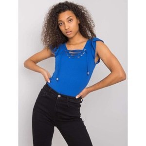 Dark blue blouse with lacing